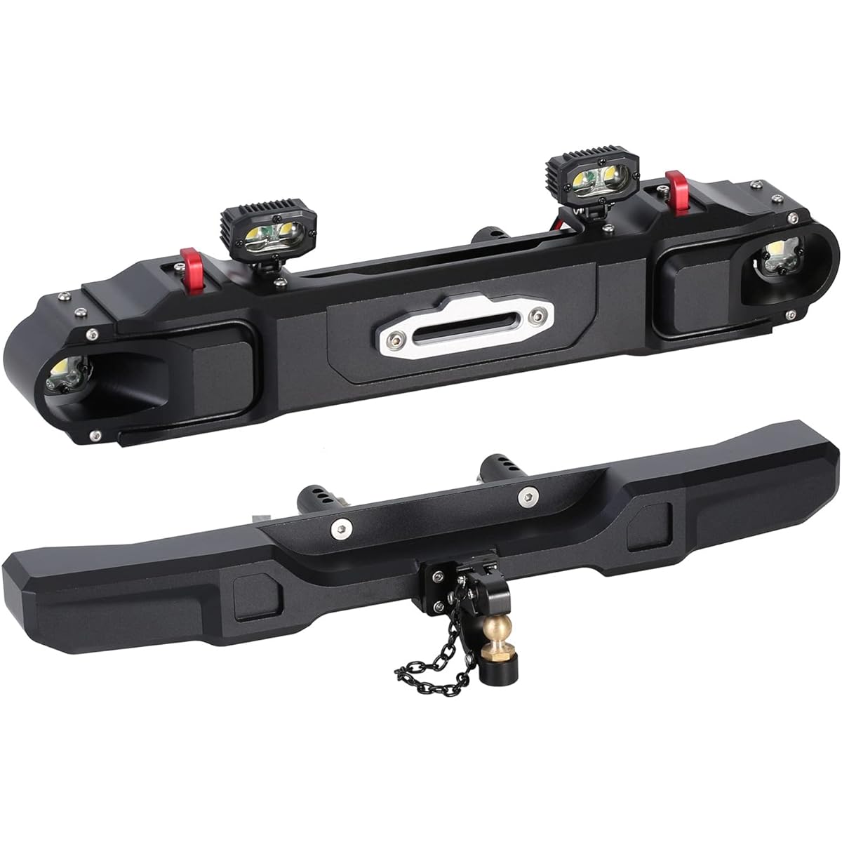 INJORA RC Metal Bumper Set Front & Rear Bumper with Spotlight 1/6 RC Crawler Axial SCX6 JLU Upgrade Parts