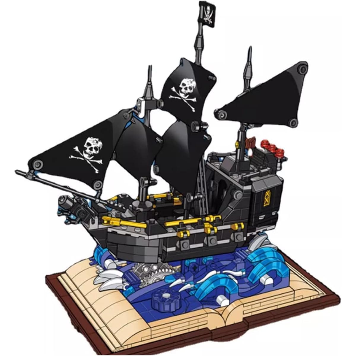 DAHONPA Black Ship Building Blocks Set Book Theme Display Kit (919 Pieces) Gift for Kids and Adults