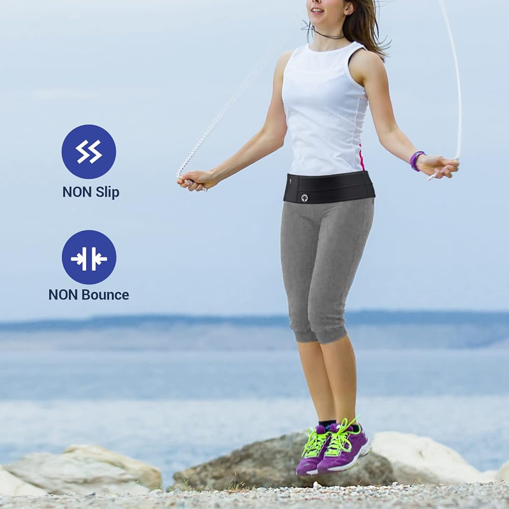 GINTRON Slim Running Belt, Breathable Running Fanny Pack Waterproof Belt Running Waist Bag with Mobile Phone and Water Bottle Shelf, Suitable for Jogging, Biking, Trekking