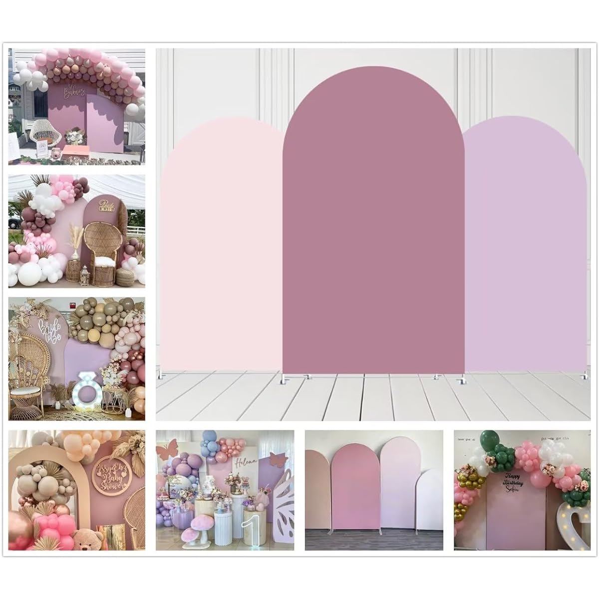 afoloa Light Pink Arched Stretch Fabric Cover for Parties, Double Sided Arch Stand Backdrop Cover for Wedding Birthday Party Favors Bridal Shower Decorations (3x6ft)