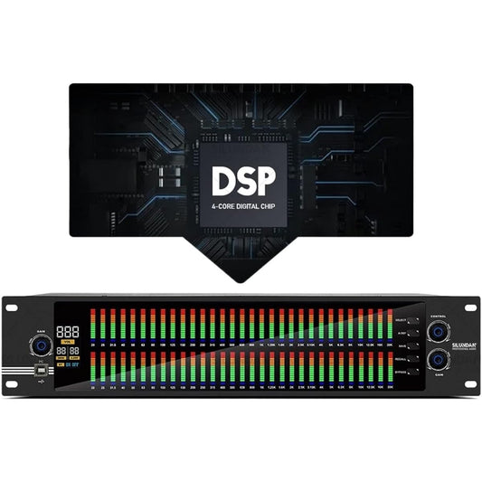 Audio Mixer 2U Graphic Equalizer 31 Band Balance Effect Controller DJ Digital Mixer Processor DSP Feedback Eliminator Stage
