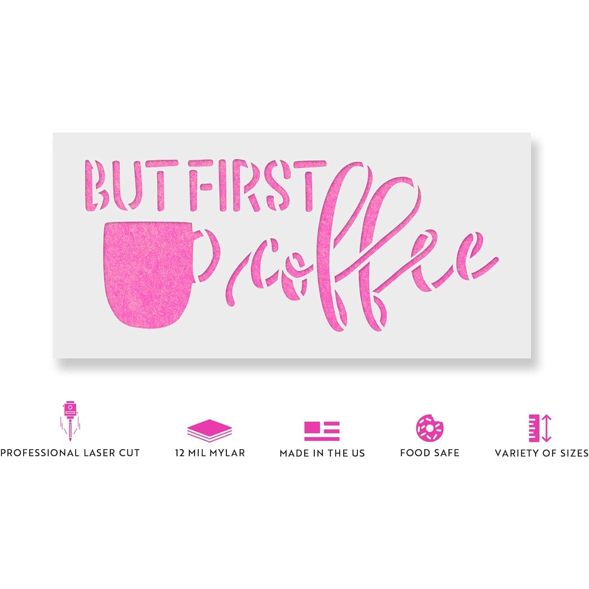 But First Coffee Stencil Templates for Walls and Crafts Reusable Stencils for Painting Small & Large Sizes