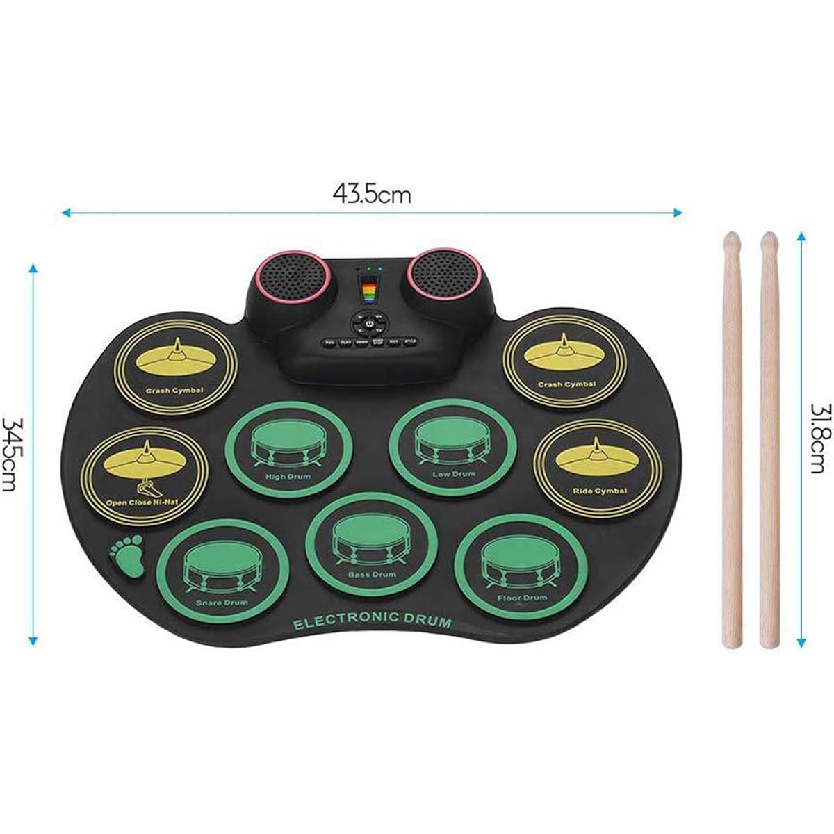 Electronic Drum Kit, Bluetooth Hand Roll Drum Set Portable Practice Drum Pad Support Computer DTX Game Drum Set