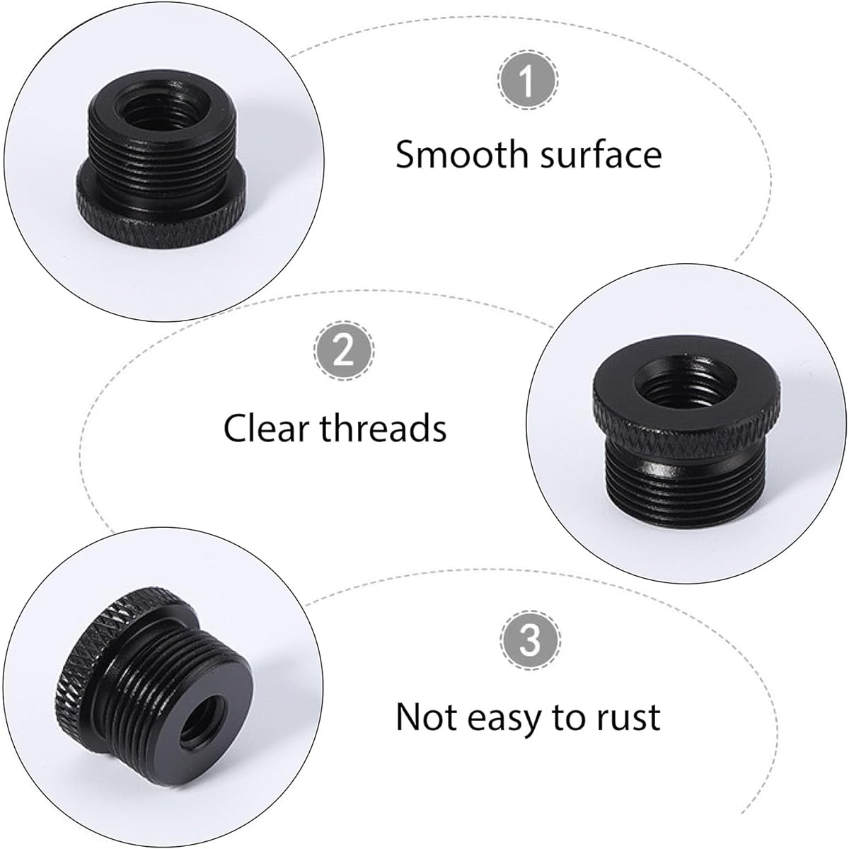 joaoxoko Microphone Stand Adapter 8 Pieces 3/8 to 5/8 Microphone Adapter for Camera Screw Monitor Microphone Stand 5/8 Female to 3/8 Male 5/8 Female to 1/4 Male 1/4 Female to 5/8 Male (A -black)