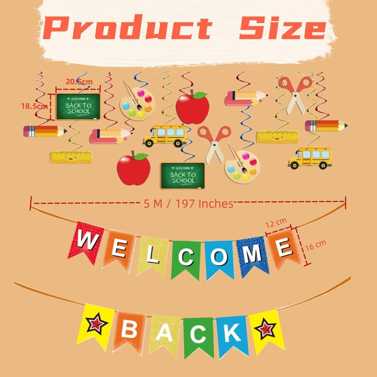 Welcome Back Banner Hanging Swirl Party Decorations 33 Pieces Back to School Banner Ceiling Decor First Day of School Office Classroom Door Decorations Party Supplies
