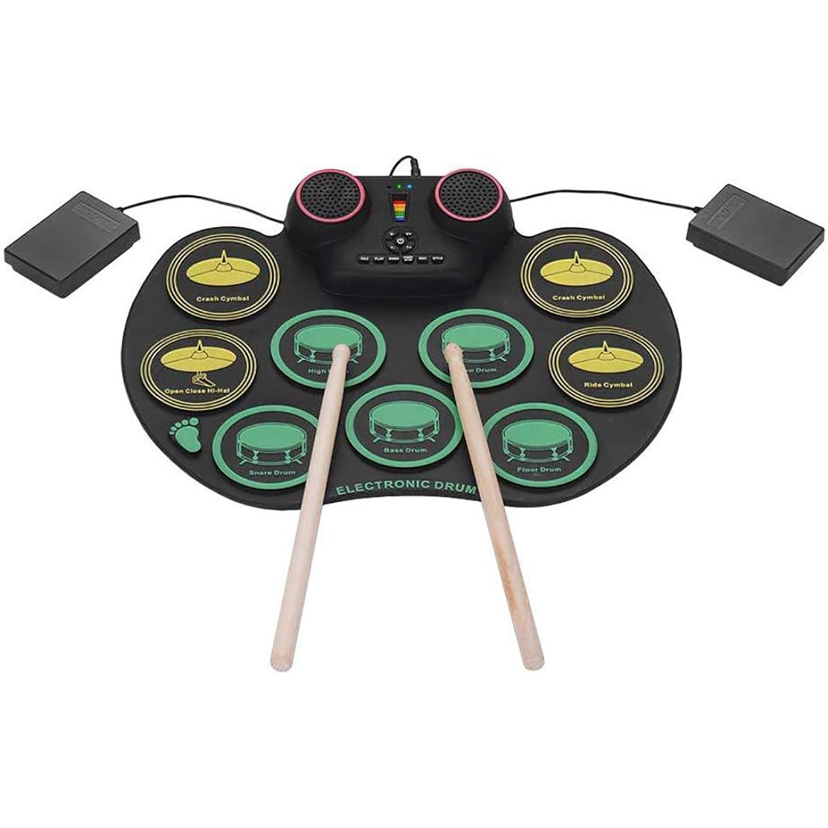 Electronic Drum Kit, Bluetooth Hand Roll Drum Set Portable Practice Drum Pad Support Computer DTX Game Drum Set