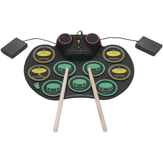 Electronic Drum Kit, Bluetooth Hand Roll Drum Set Portable Practice Drum Pad Support Computer DTX Game Drum Set