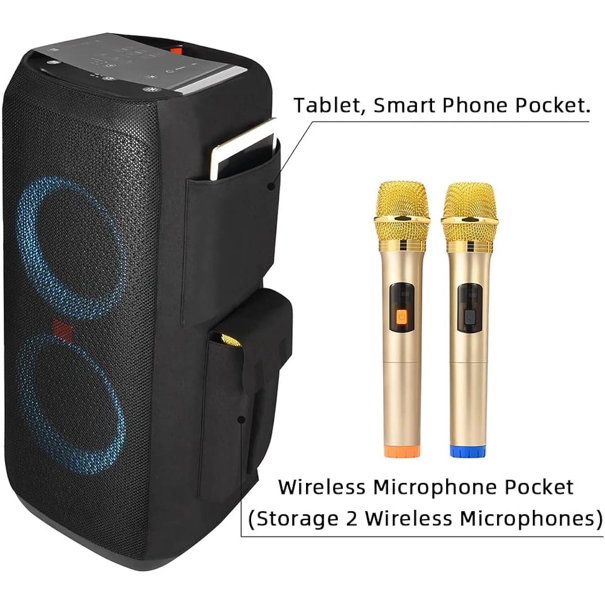 Rummyluck Partybox 310 Case Protective Case Bag Sleeve for JBL Partybox 310 Portable Party Speaker Portable Multifunctional Cover with Microphone Tablet Cable Storage Pocket