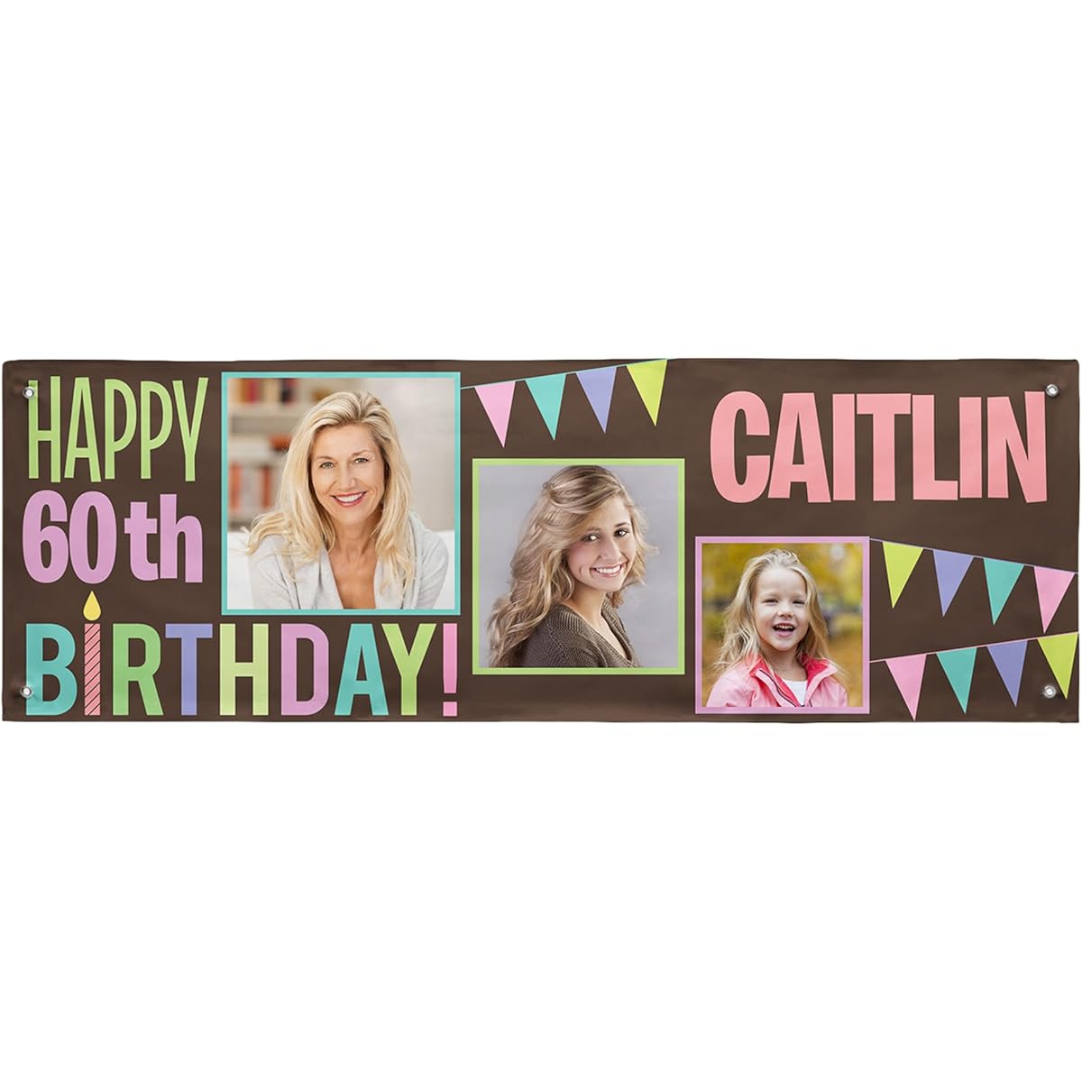 Let's Make Memories Personalized Photo Birthday Banner - Birthday Party Decorations - Pink - Time Flies Vinyl Banner - 6 ft