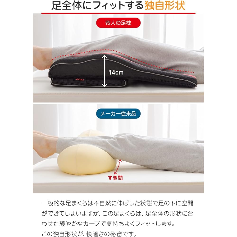 Nice Day [TEIJIN (Teijin) Comfortable and Clean Series] Foot Pillow Black 90 x 76 x 10~14 cm Care for the entire foot Swelling Loose and wide design Large Height Adjustable Made of Teijin Materials Mesh Cover Washable 86160010