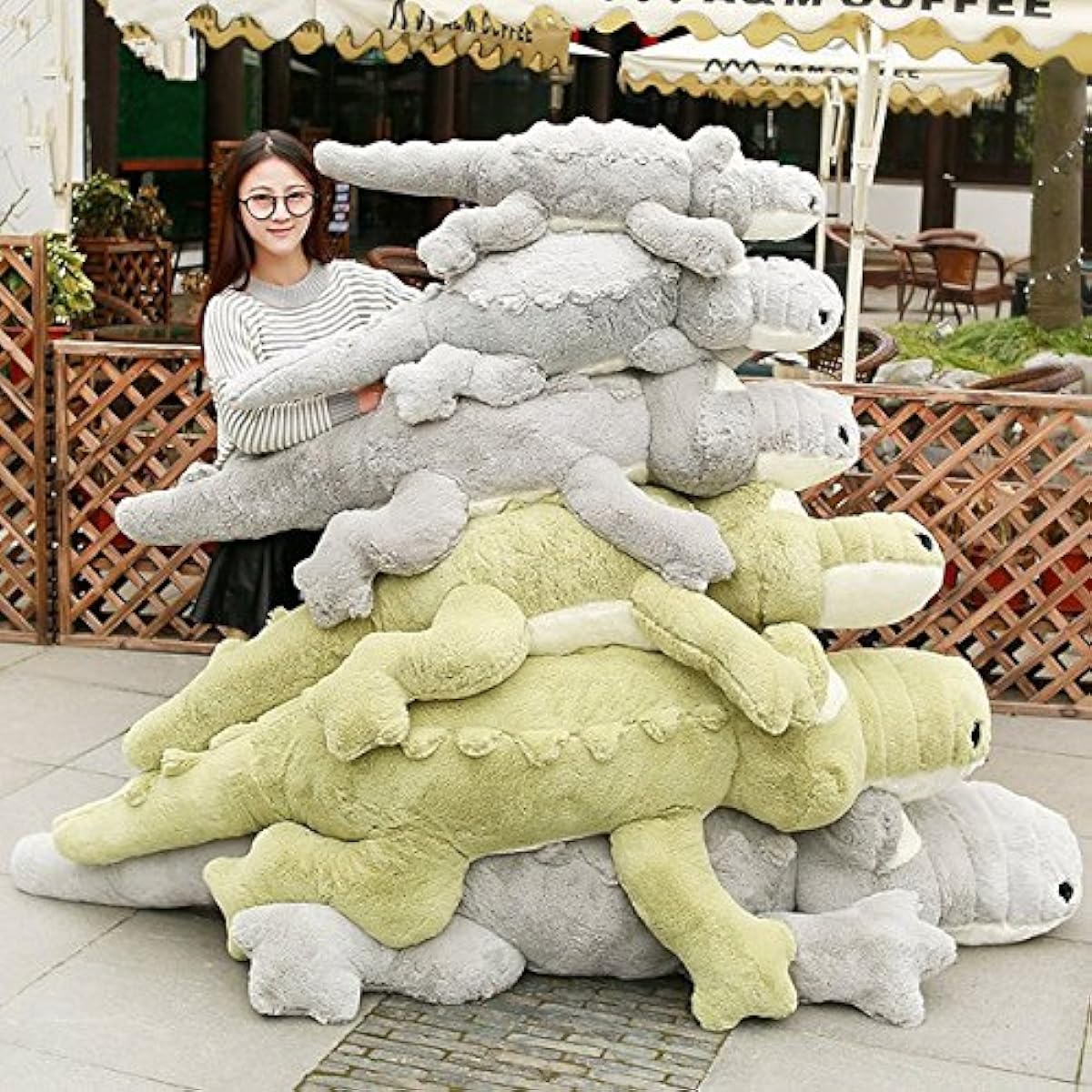 Extra Large Crocodile Plush Toy, Large Size Crocodile Body Pillow, Birthday/Decoration/Anniversary/Christmas/Photo Prop/Toy Gift (Green, 230cm)