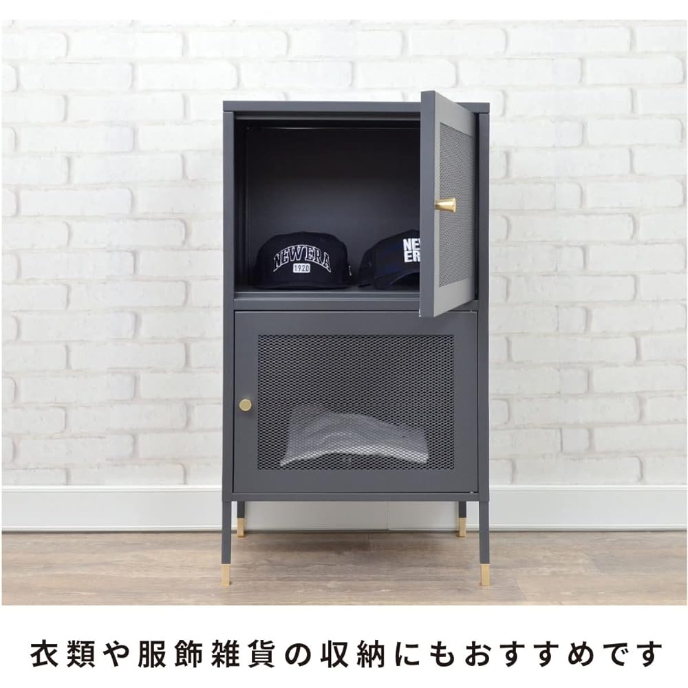 B.C.L Antrex Storage Shelf Steel Cabinet 2 Door Assembly Type 2 Tier Rack Interior Mesh Black