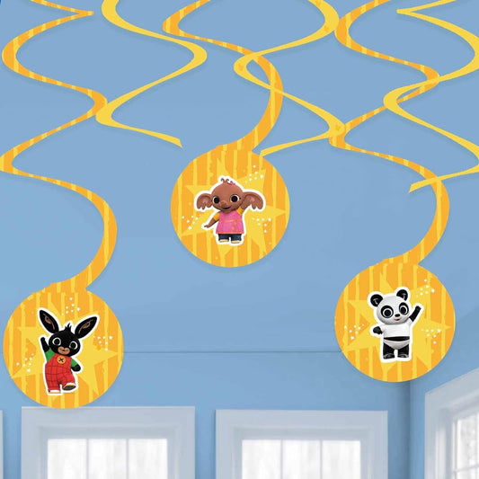 Amscan 9911887 - Bing Bunny Party Paper Hanging Swirl Decorations - 6 Pack
