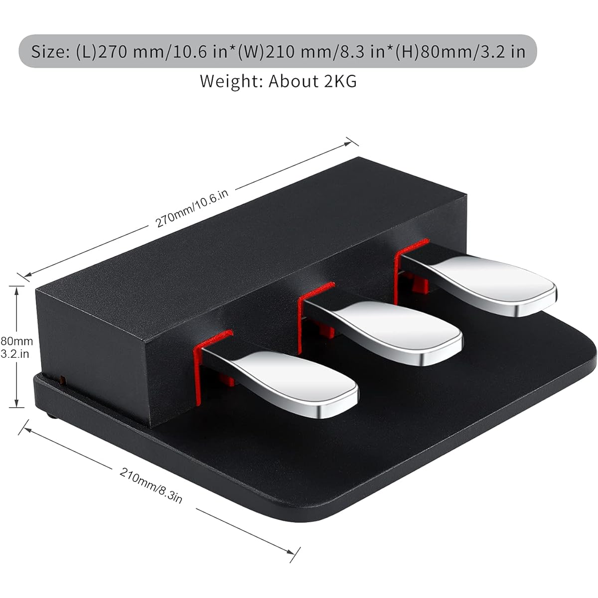 ATNEDCVH Digital Keyboard Piano 3 Pedal Unit for Roland FP30 FP30X Electric Piano (Black)