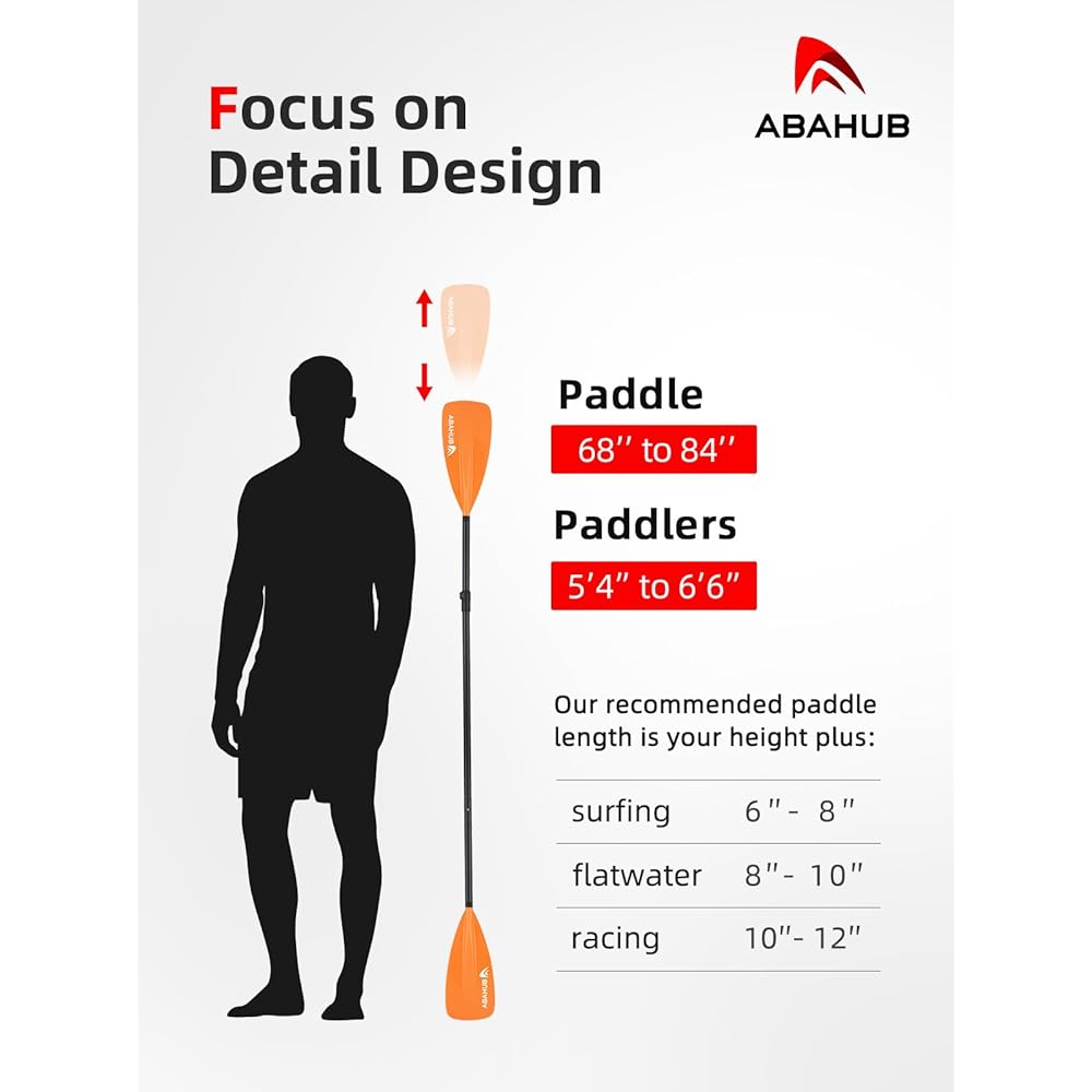 Abahub 3 Piece SUP Paddle for Paddle Boards Ultra Light Stand Up Paddle Board Adjustable Aluminum Paddle PU Coated Shaft 172-213CM Black/Blue/Green/Orange/Yellow Plastic Nylon Blade