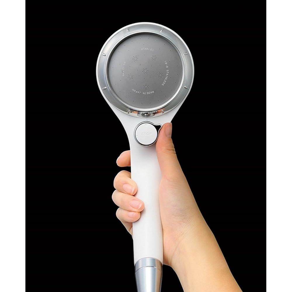 SANEI Adjustable Shower Head, Pressure Button to Adjust Power and Temporarily Stop Water, Water Saving Effect, Silver PS3032-80XA-SVP