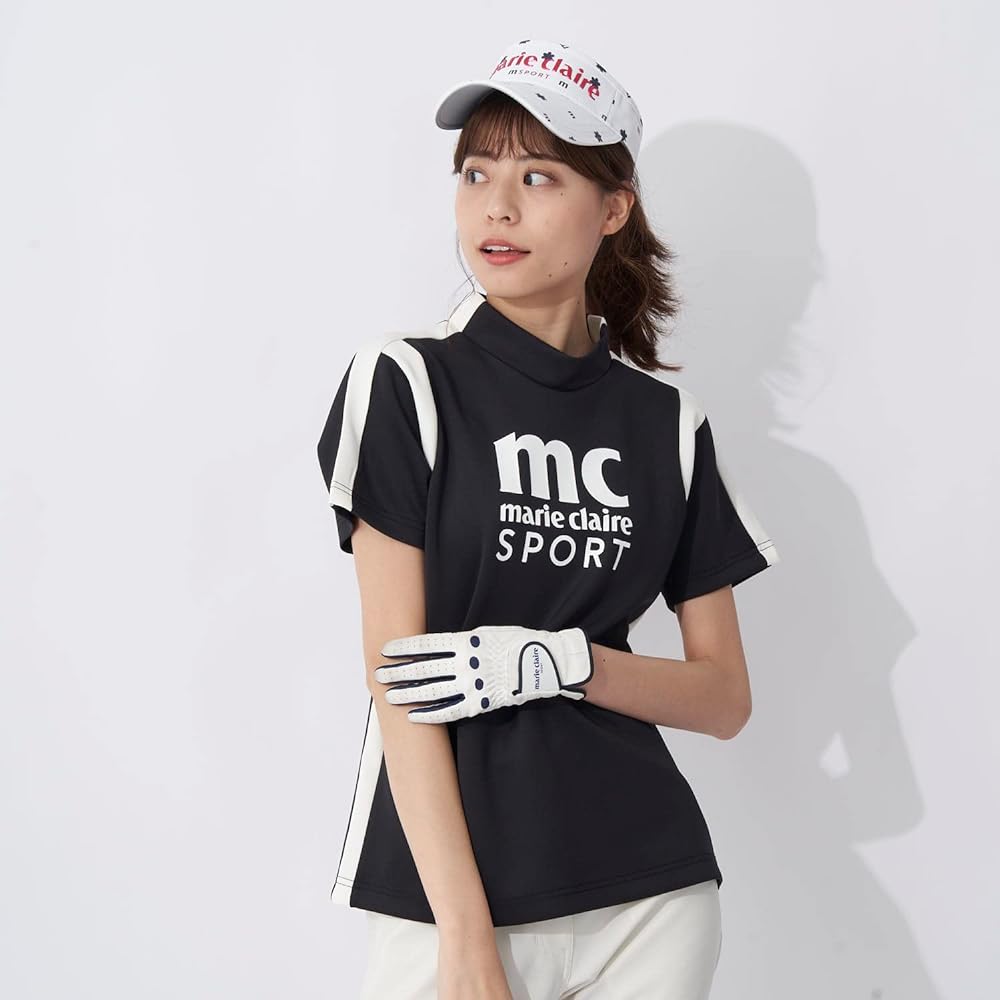 [Marie Claire] Golf Shirt, Sideline Mock Neck Shirt, Short Sleeve, Women's Golf Wear 713614