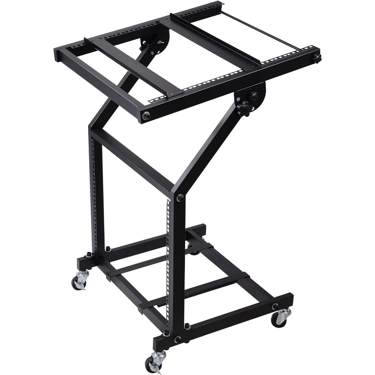 AW 9U DJ Mixer Stand Adjustable Rack Mount Rolling Stage Cart Studio Music Show