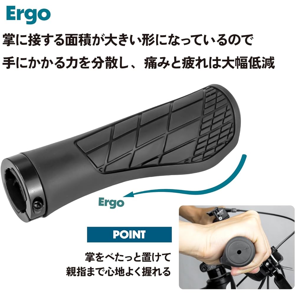 GORIX Bicycle Grip Bicycle Grip Ergo Design Handle Grip Cycle Grip Grip Replacement Lock-on Cross Bike MTB Mini Velo Customization (GQG22)