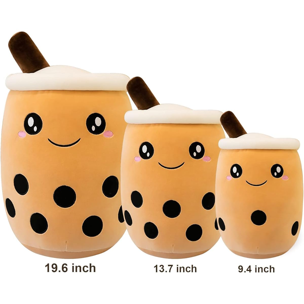 DITUCU 13.7inch Cute Boba Tea Plush Toy Brown Pearl Milk Tea Bubble Plush Pillow Home Soft Hug Pillow Milk Tea Gift for Kids (Brown 13.7inch)