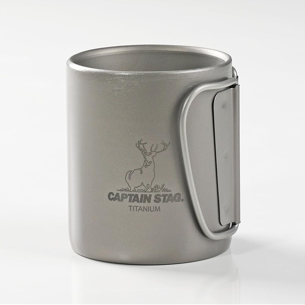 CAPTAIN STAG Outdoor Cup Mug Tumbler Single Mug Double Mug [220ml/300ml/450ml] Folding Handle Lightweight Titanium Made in Japan Made in Tsubame-Sanjo UH-4501~4506