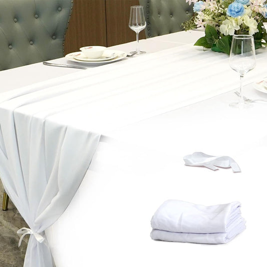 11ft 2 Pack White Chiffon Table Runner 29x130 Inch Romantic Wedding Table Runner Linen Sheer Bridal Party Table Decorations Birthday Party