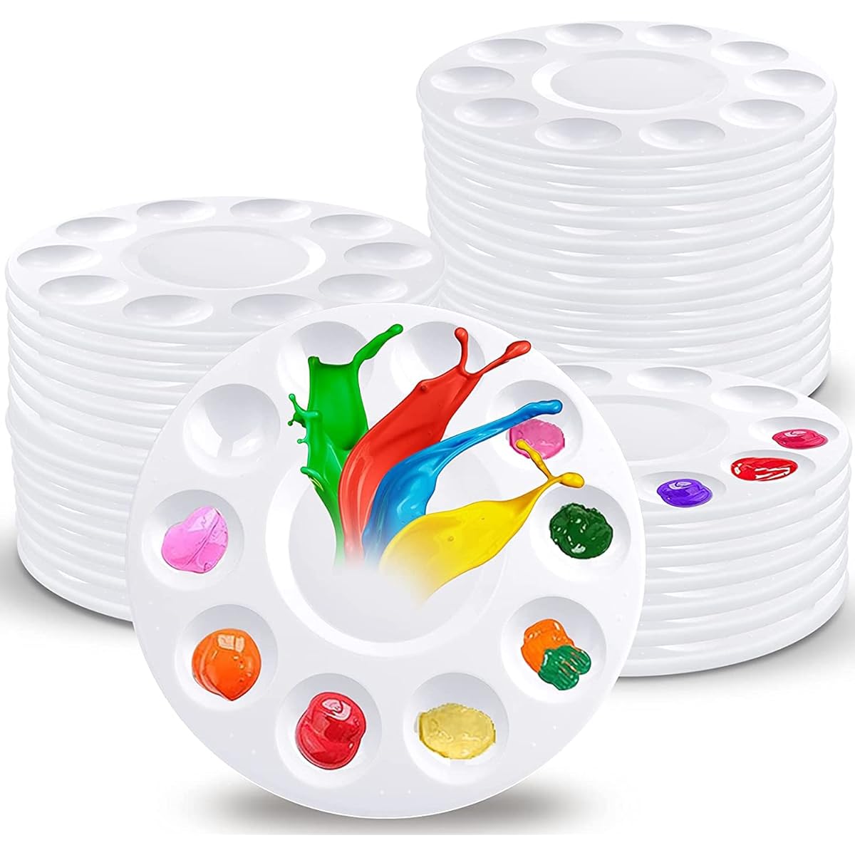 Hulameda Paint Tray Palette 60 Pieces Kids Paint Tray Plastic Paint Palette for Student Painting/DIY Crafts/Home/Kindergarten/School Play Party