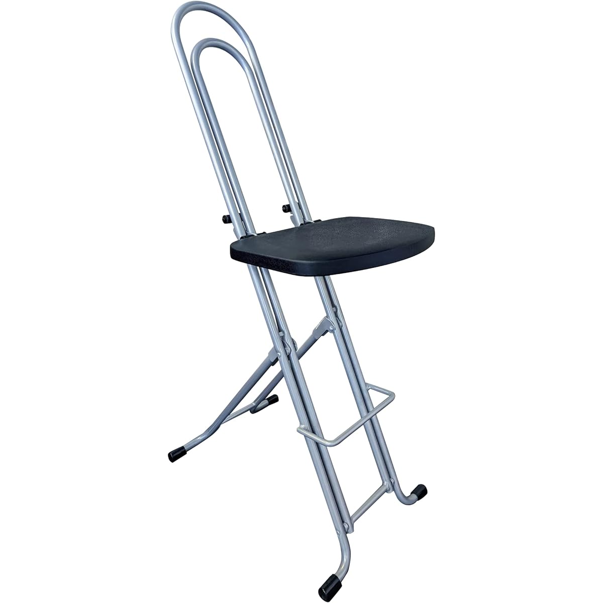 [Rune Seiko] Jumbo Best Work Chair, Silver, Integral Seat Specification, Folding Chair, Load Capacity: 100kg, Height Adjustment, 46cm-81cm, Made in Japan, Perfect for Performances and Telework