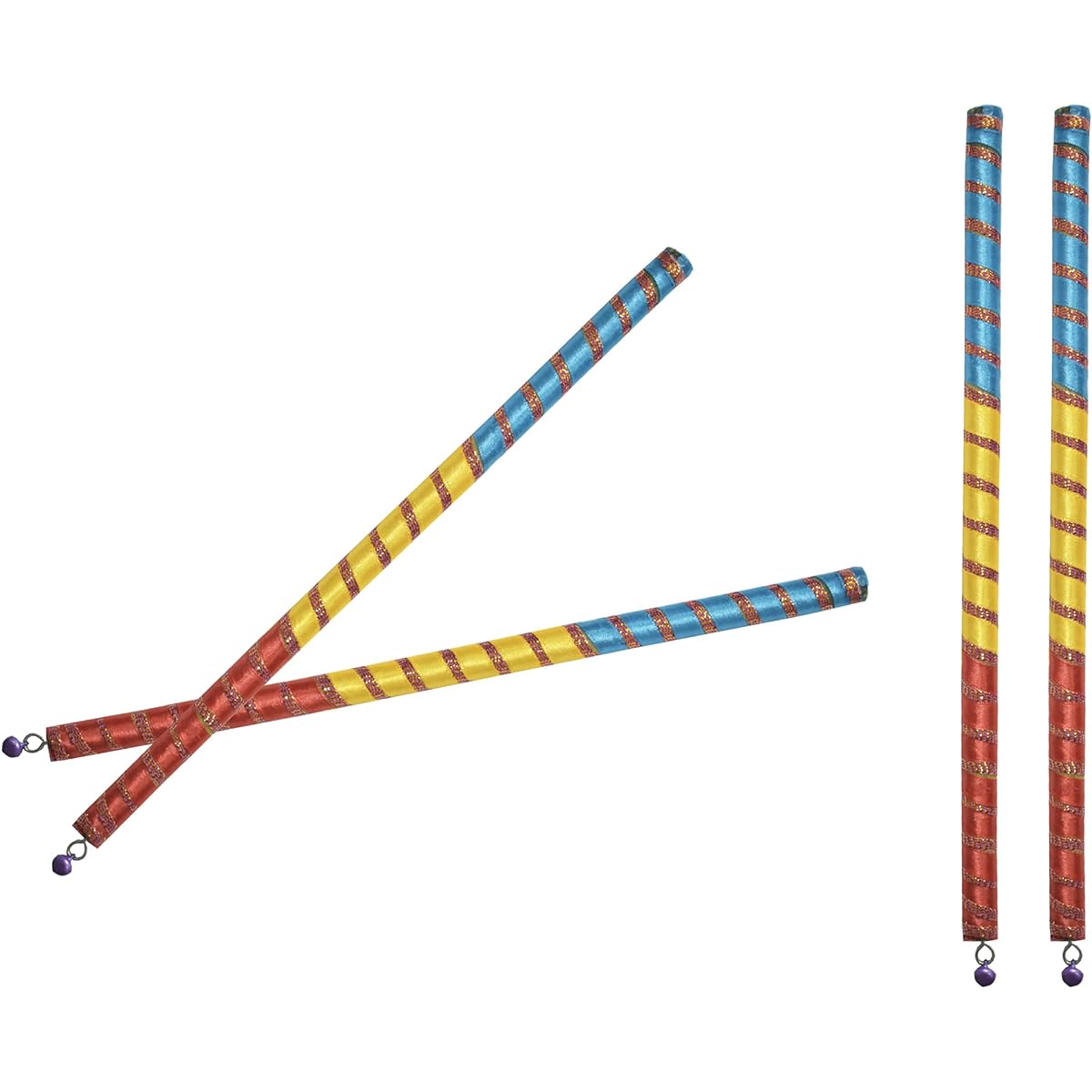 Multicolor Dandiya Navratri Garba Indian Gujarati Dance Sticks Set of 4 for Couples