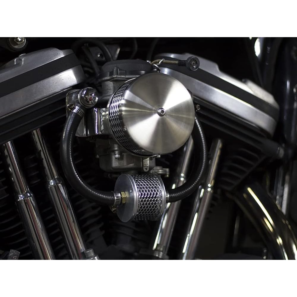 MOTOR ROCK Billet Breather Filter for Harley-Davidson Aluminum Fabric/Brass Fabric/Chrome MR-IN017