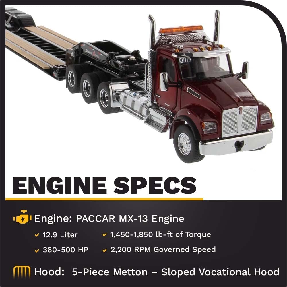 DIECAST MASTERS Kenworth T880 SFFA tridem tractor trailer, rear booster red/f Rack 1/50 71061