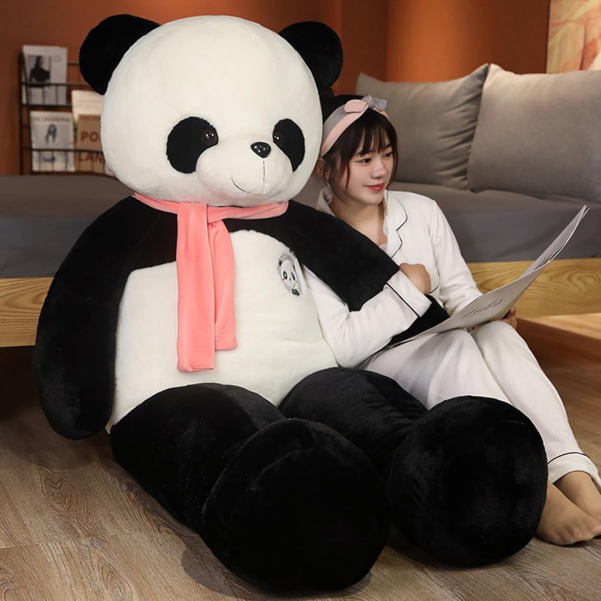 Tsuneyu Panda Plush Toy 80cm Gift for Women Christmas Gift Panda B Birthday Soft to the Touch Cute Animal Plush Toy Large Pig Body Pillow Panda Stitched Wrap Mother's Day 130cm Girlfriend Gift Store Decoration Giant Toy Women Animal