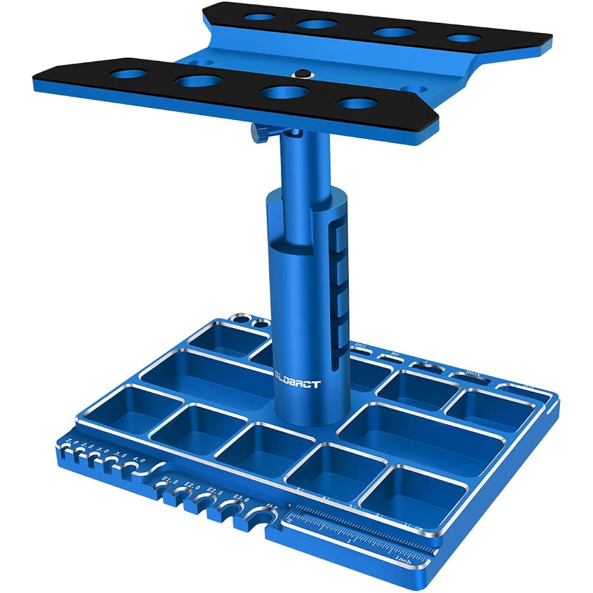 GLOBACT Multifunctional RC Car Stand RC Workbench RC Repair Stand 360° Switch Rotation 5 Levels Height Up or Down for 1/8 1/10 1/12 1/16 1/18 RC Car Truck Crawler (Blue)
