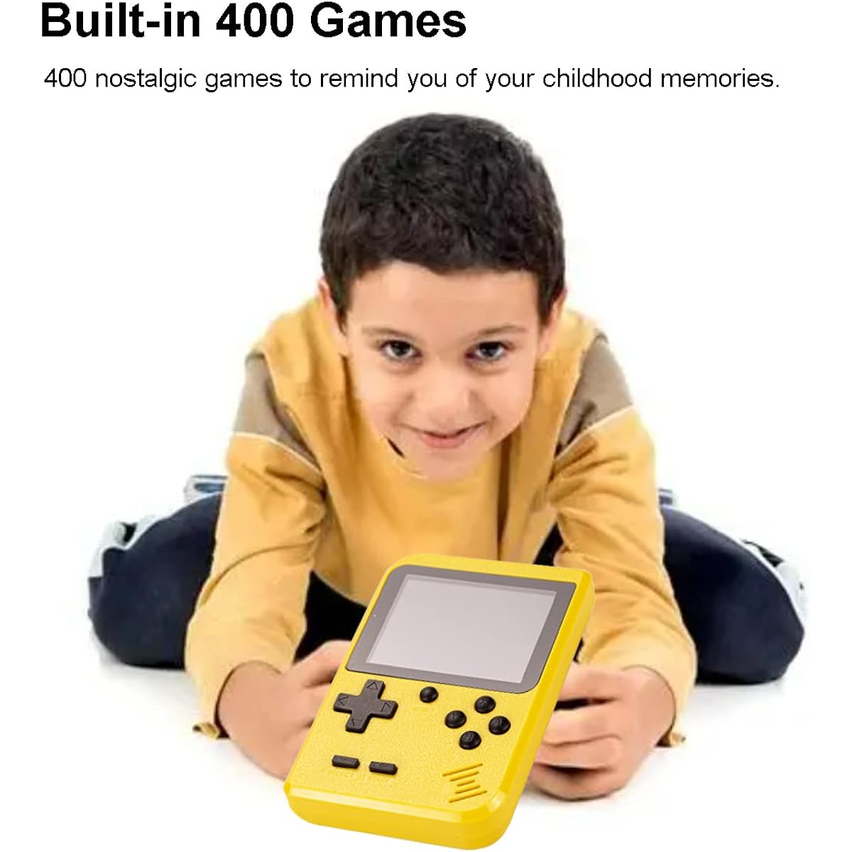 Mini Handheld Game Console for Kids, 400 Classic Retro Games, 1020mAh Rechargeable Battery, 2.8 Inch Screen, Birthday Game Toys for Boys and Girls (Yellow)