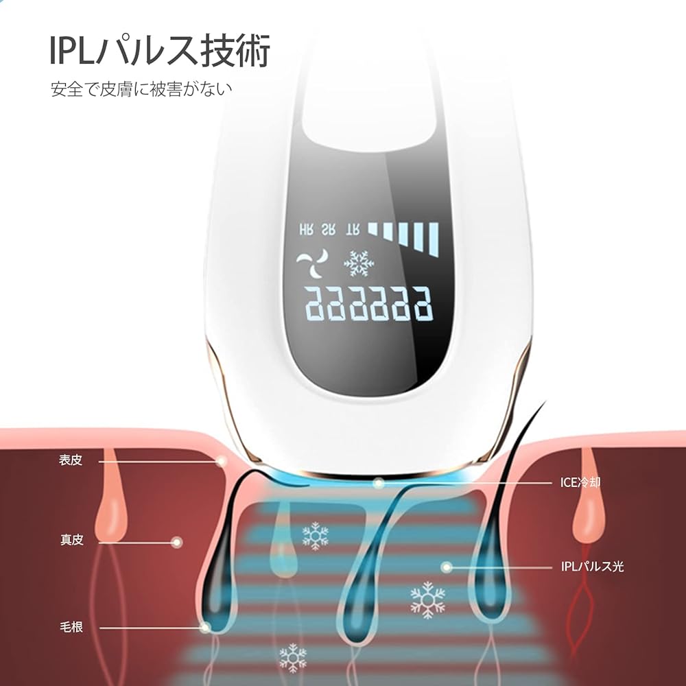 OSSIGENO Hair Removal Device, Cooling Hair Removal Device, IPL Light Hair Removal Device, 5 Levels Adjustable, 990,000 Rounds, Unisex, Full Body Hair Removal, White
