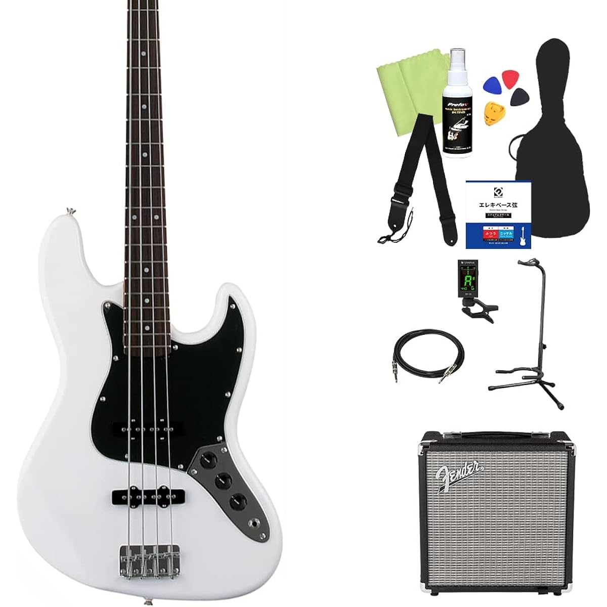 Photogenic JB-240/B3P WH Bass Beginner 12-piece set [Fender amp included] Jazz bass type Photogenic