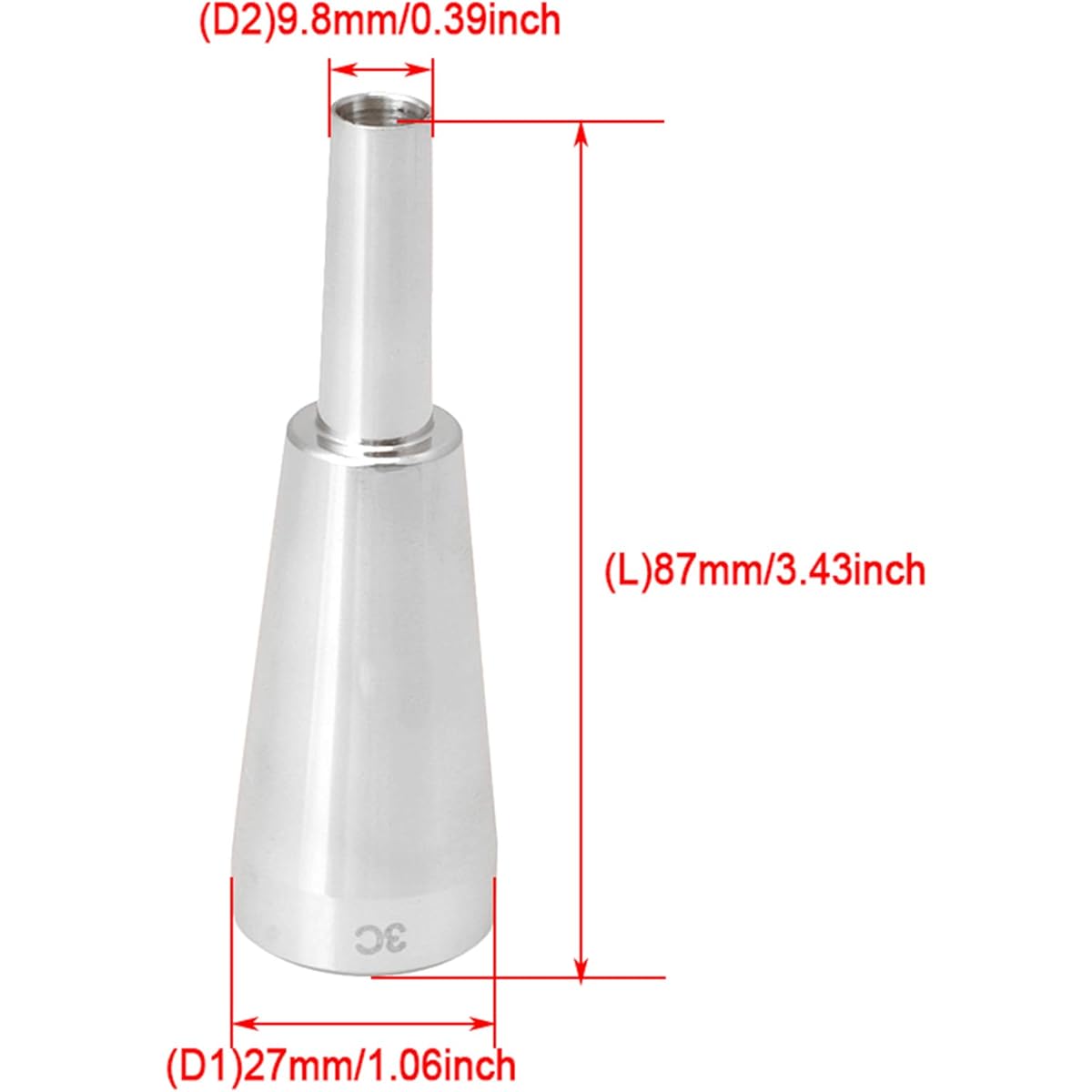Mxfans 9.8mm Outer Diameter Trumpet Mouthpiece Replacement Part Silver