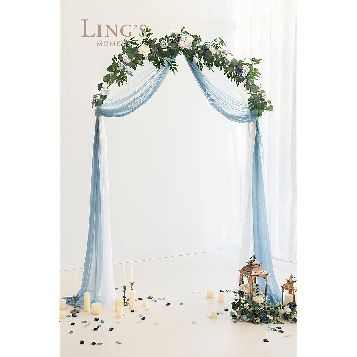 Ling's moment Wedding Arch Drape Fabric for Wedding Metal Arbor Dusty Blue