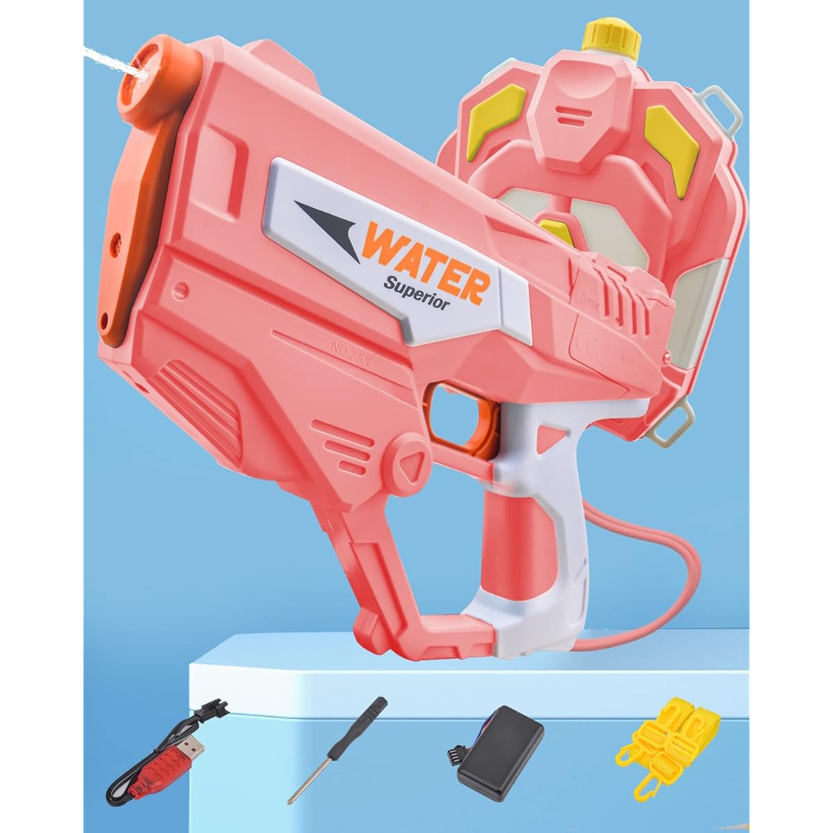 Automatic Electric Water Gun, 40+ Feet Long Distance Auto Pump Water Spray Gun, 1350cc Backpack Large Capacity Fully Automatic Water Gun for Adults and Kids Summer Outdoor Beach Swimming Pool Party Toy - Pink