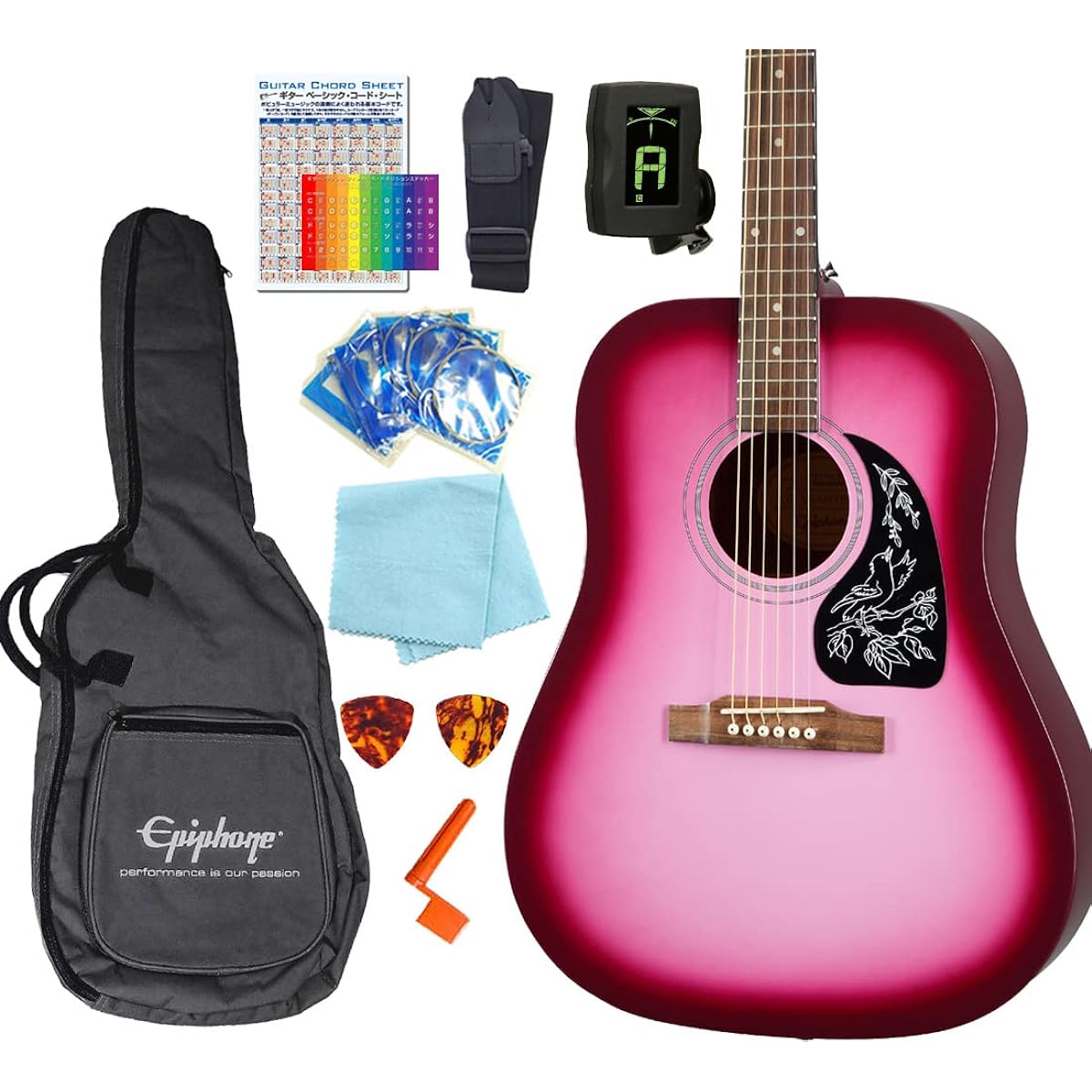 Epiphone Starling Acoustic Guitar for Beginners, 10-piece Set, HPP [98765]