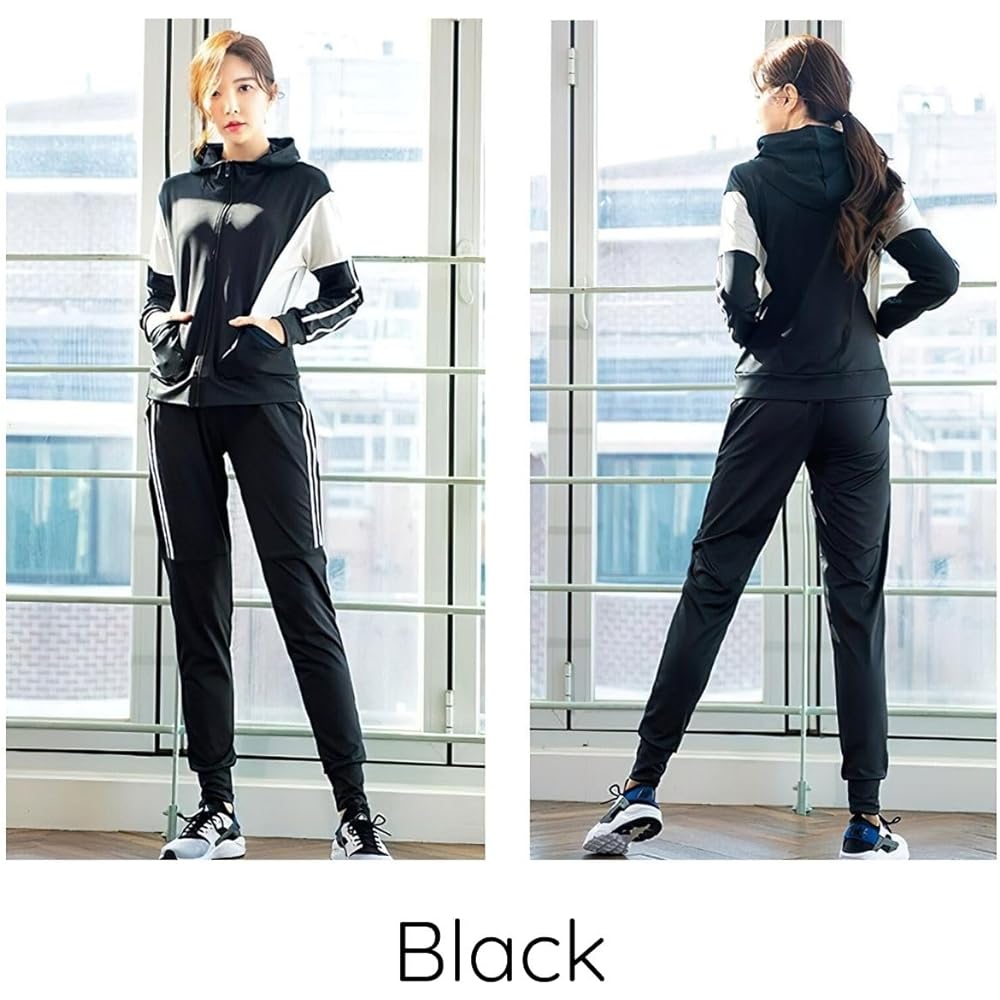 [VeroMan] Women's Jersey Top and Bottom Set, Long Sleeve Sportswear, 2-Piece Set, Gym ppi-wsi053