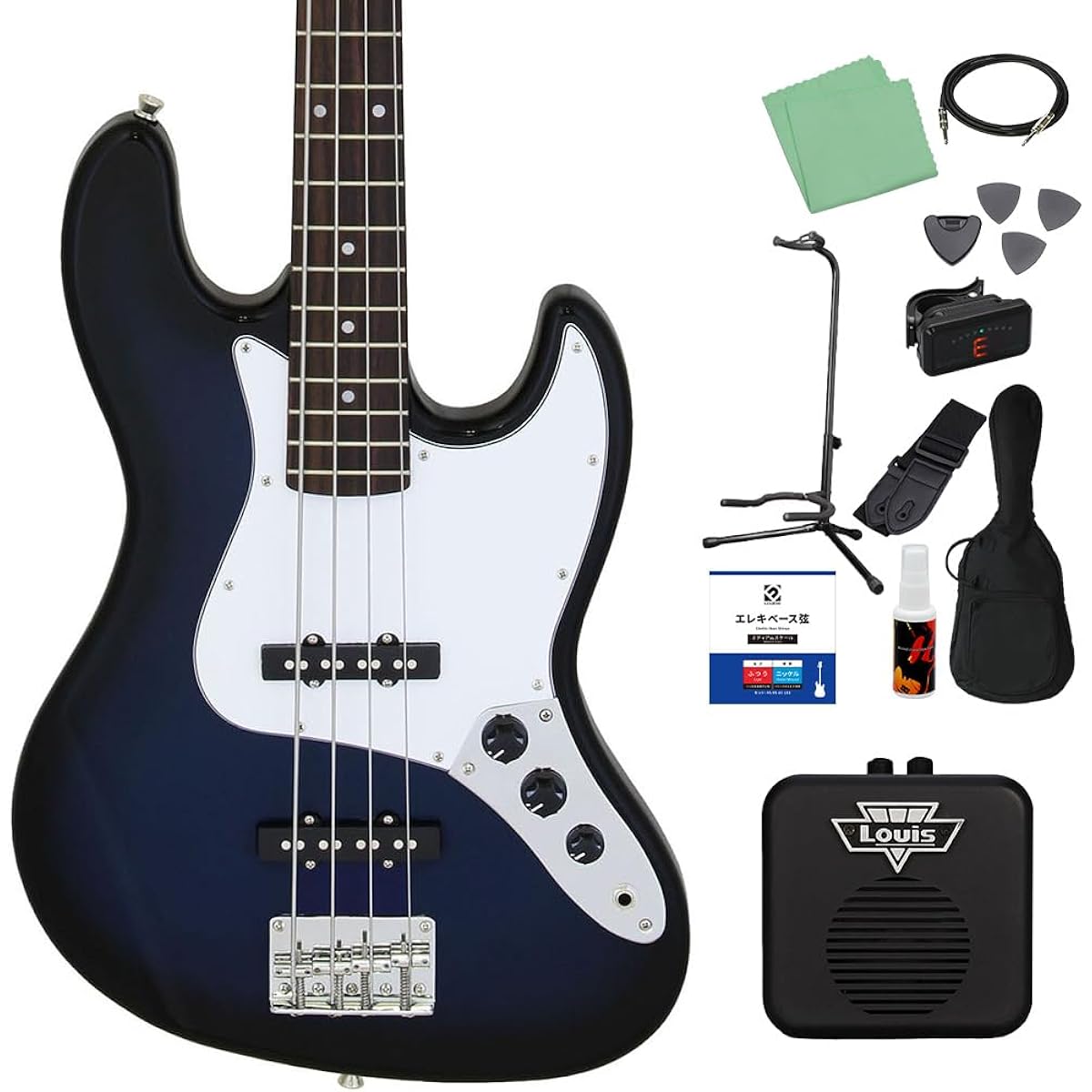 LEGEND LJB-Z Blue Black Sunburst Bass Beginner 12-piece Set [With Mini Amplifier] Jazz Bass Type Legend