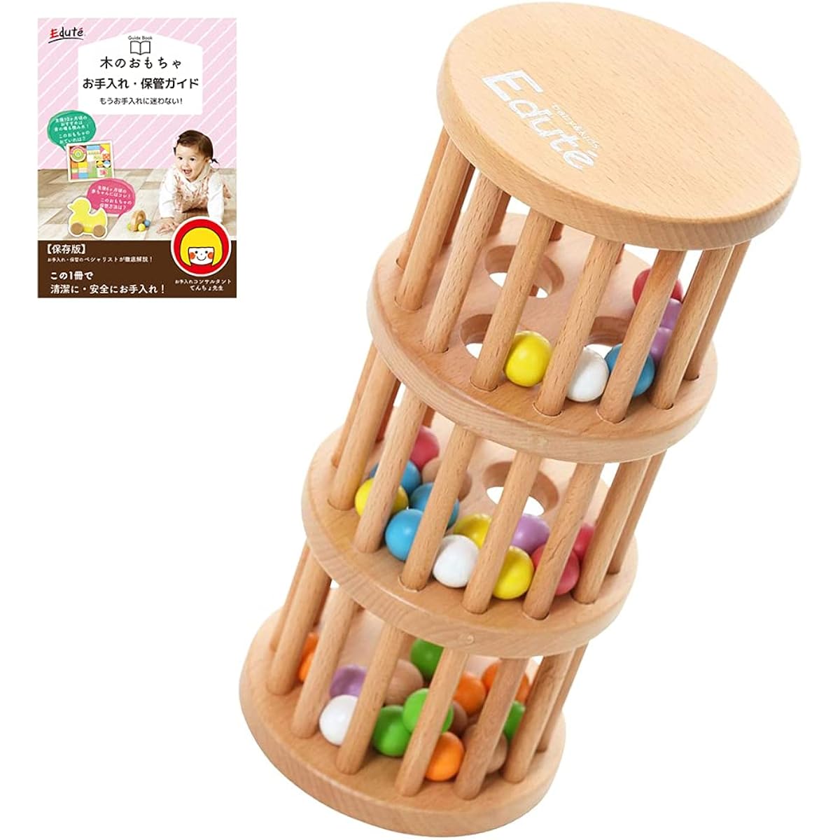 Edute limited guidebook included Wooden toy Educational toy Rattle Rattle TOWER Gift Boy Girl Birthday Present Baby gift Celebration Gift 0 years old 1 year old Edute Edute