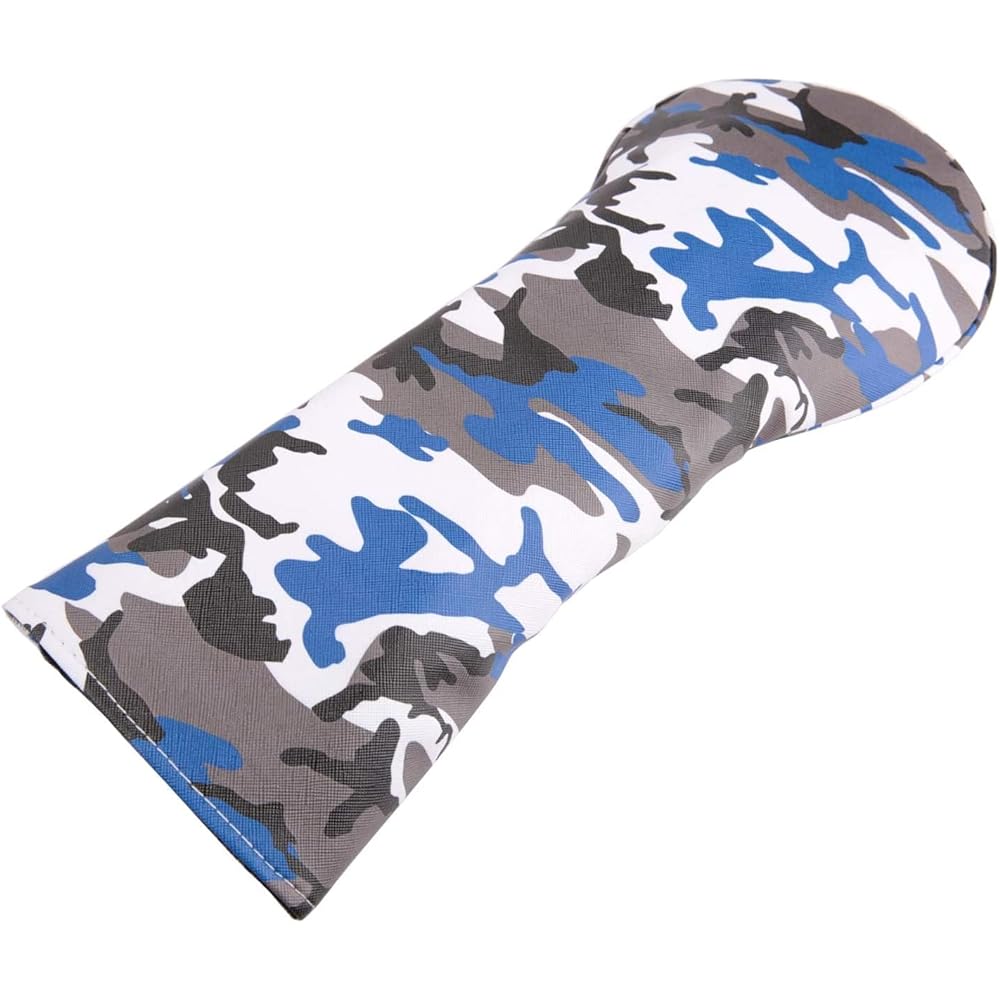 High quality PU leather driver/wood FW head cover 3-piece set No. 1 + No. 3 + No. 5 set (American flag pattern star/American flag eagle pattern/camouflage/red x black/skull x England flag) (camouflage blue)