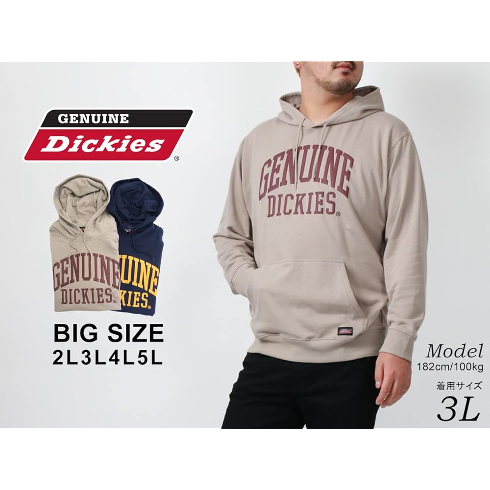 [Genuine Dickies] Men's Hoodie, Large Size Sweatshirt, Fleece, Logo LL-5L Print Sweatshirt, Pull Parka