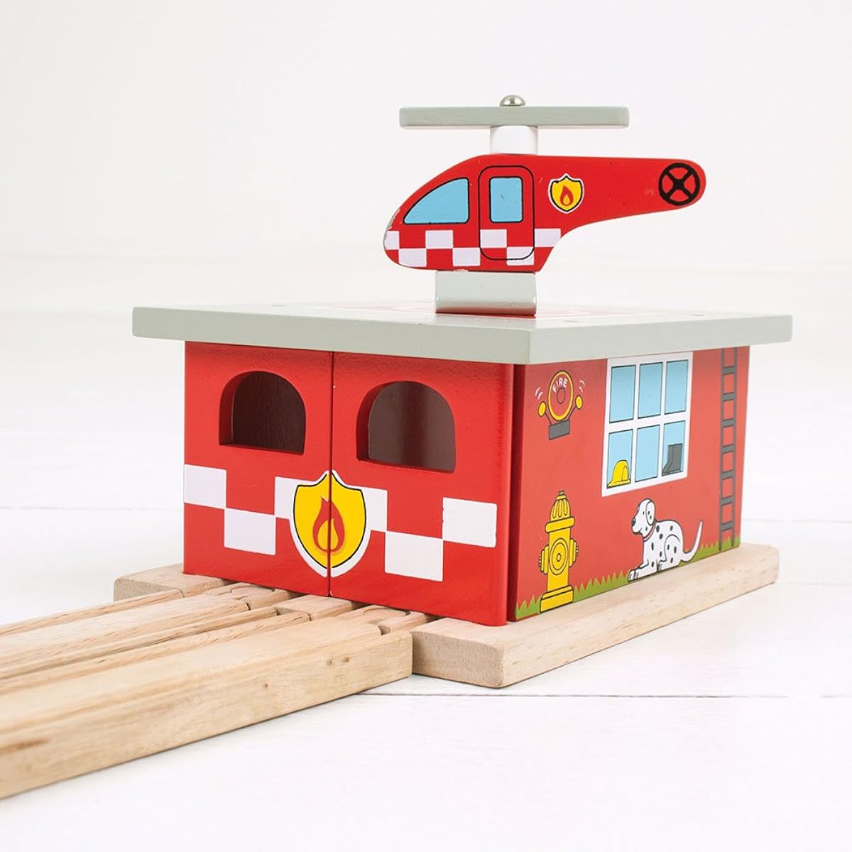 Bigjigs Rail Firestation Shed for Train Set