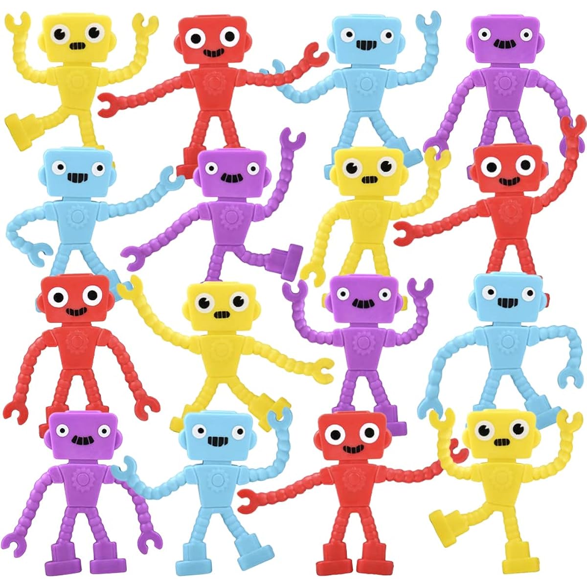 ArtCreativity Mini Bendable Robots Set of 48, Small Robot Toys for Kids, 4 Vibrant Colors, Robot Fidget Toys for Boys and Girls, Anxiety Relief Toy, Pinata Stuffing, Perfect Classroom Favor