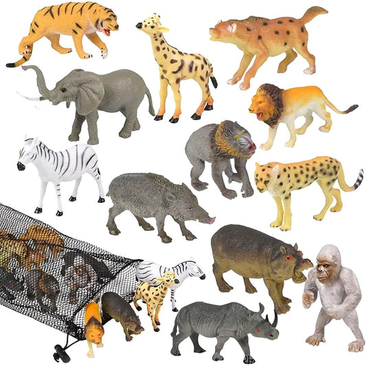 ArtCreativity Animal Figures Assorted in Mesh Bags, Set of 12, Assorted Designs, Fun Bath Water Play Set, Party Favors for Boys and Girls