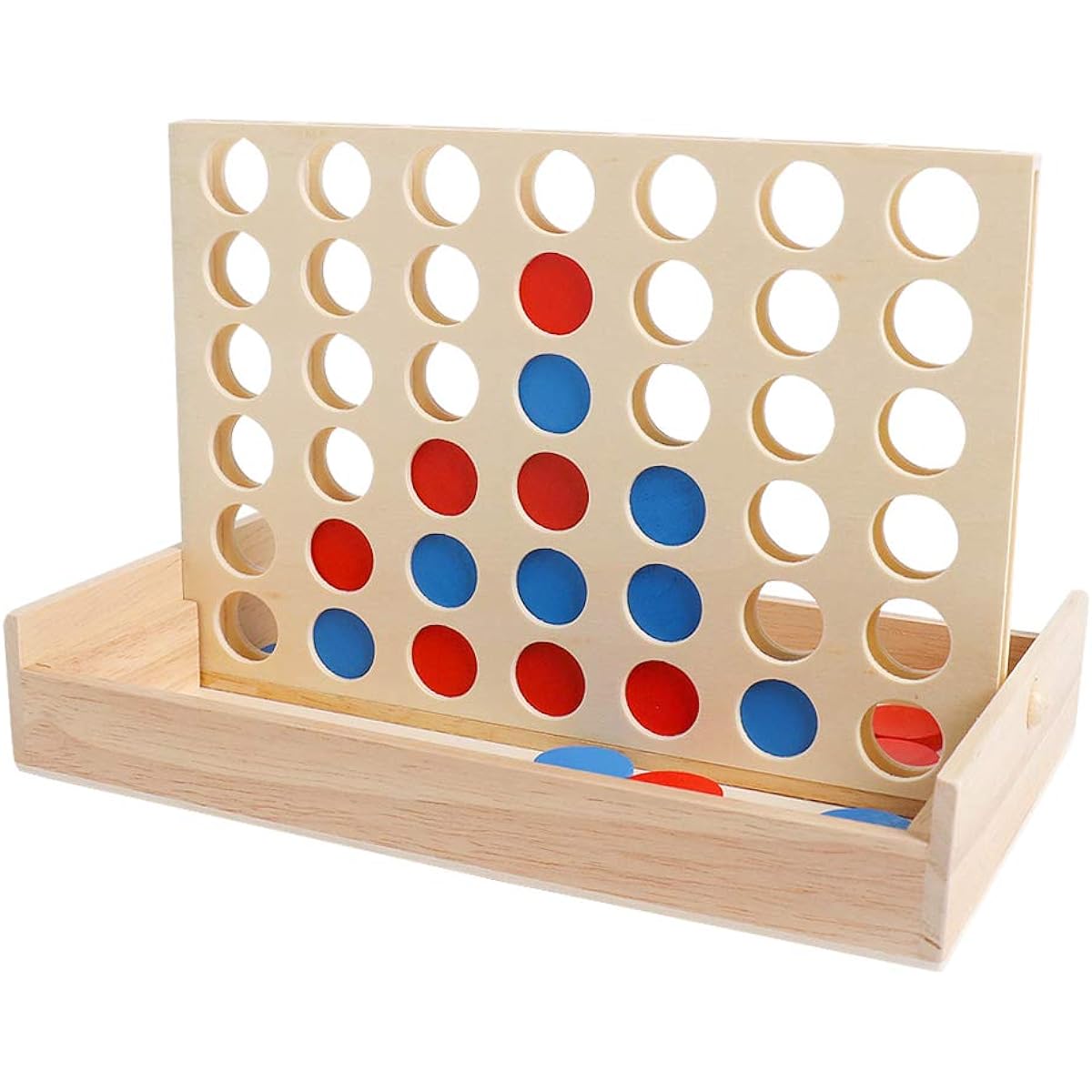 Wooden 4" A Row Board Game Line Up 4 Connect Game Travel Board Game Foldable Classic Family Fun Toy for Kids and Adults