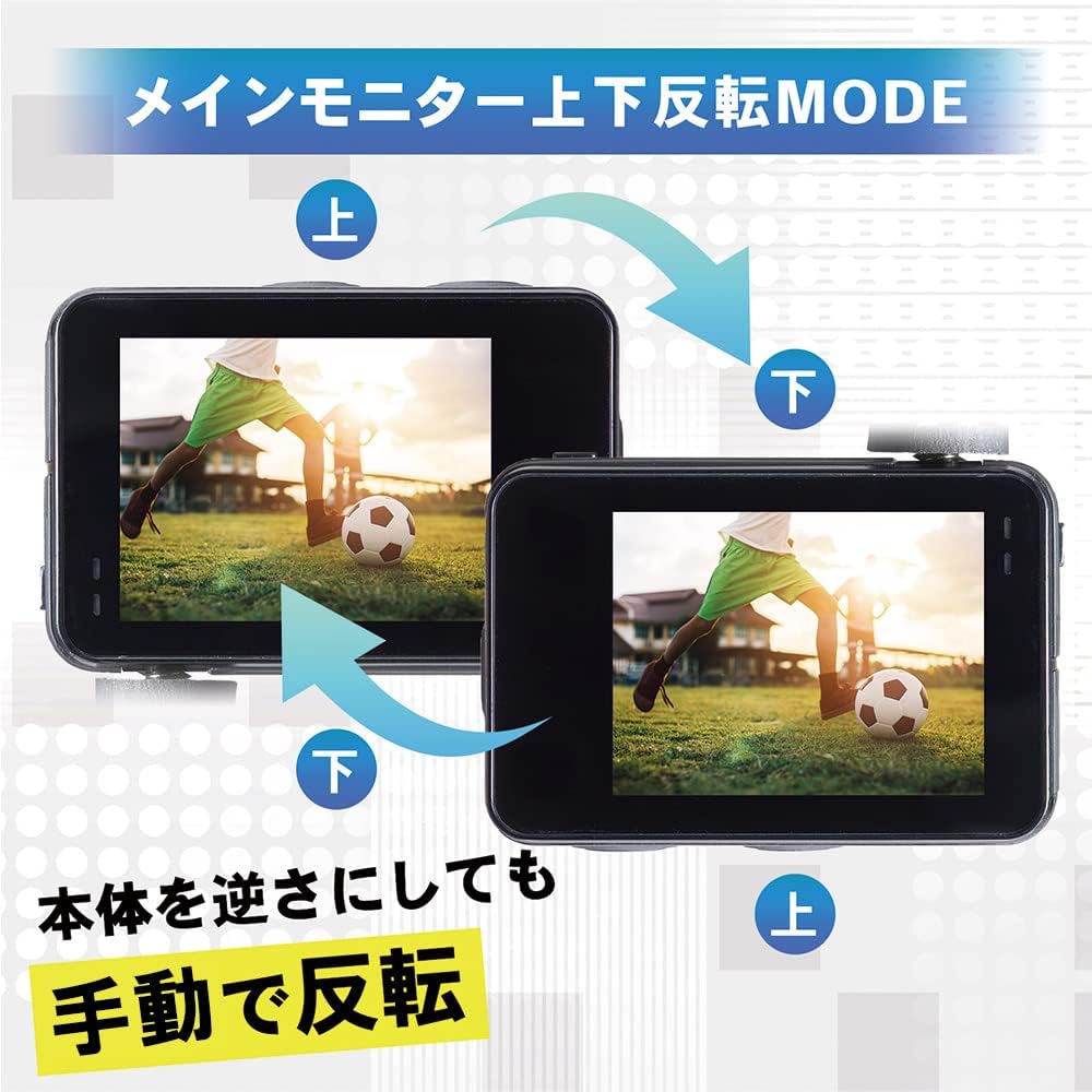 Positive action action camera (microSD 32GB included), small, 4K/60fps recording, double-sided display, 6-axis image stabilization, waterproof, dustproof, wifi, smartphone, Japanese instruction manual included [Domestic regular product, reliable Japanese